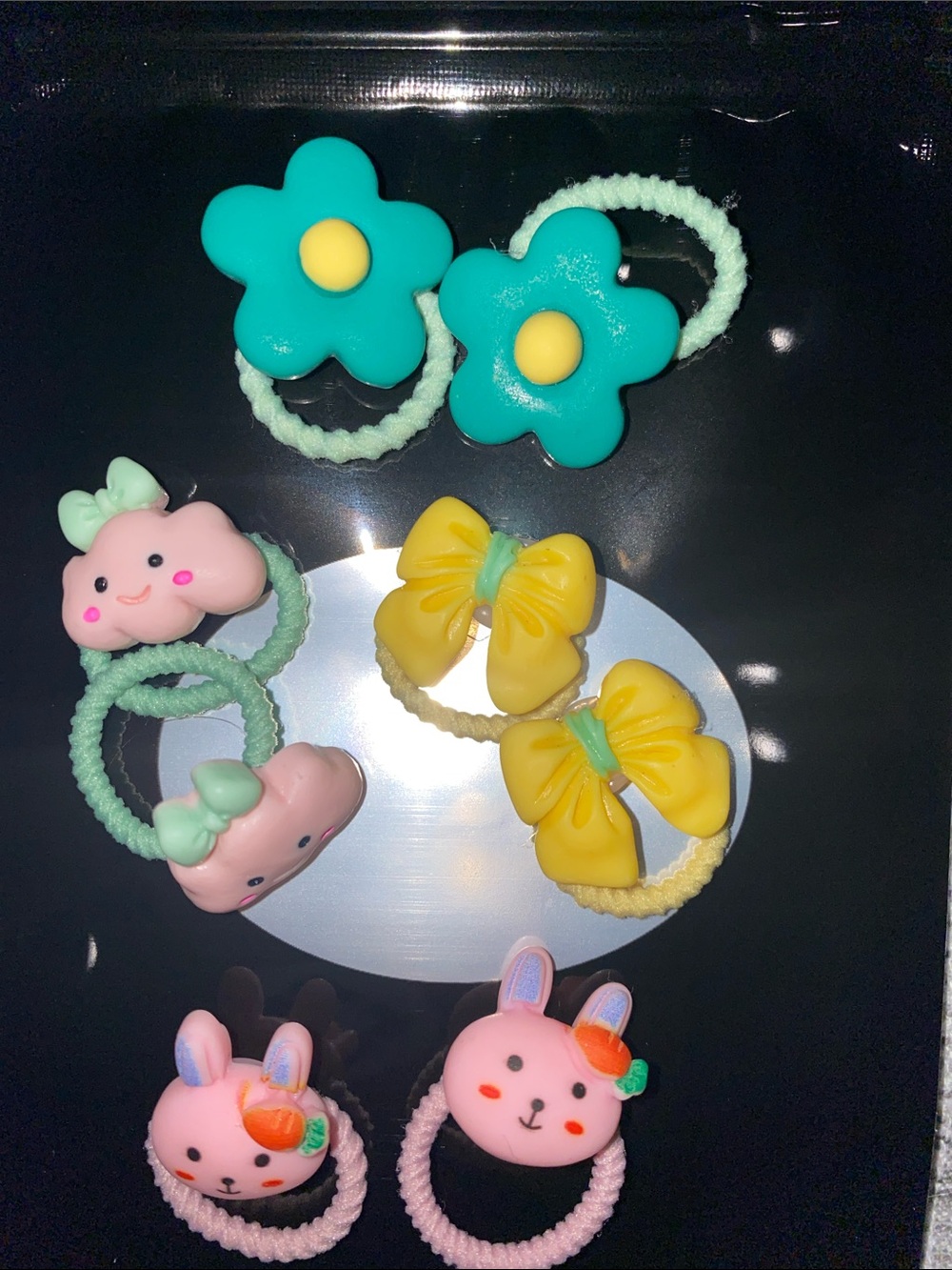 Cute Kids Hair Tie Set - Turquoise, Yellow, Pink